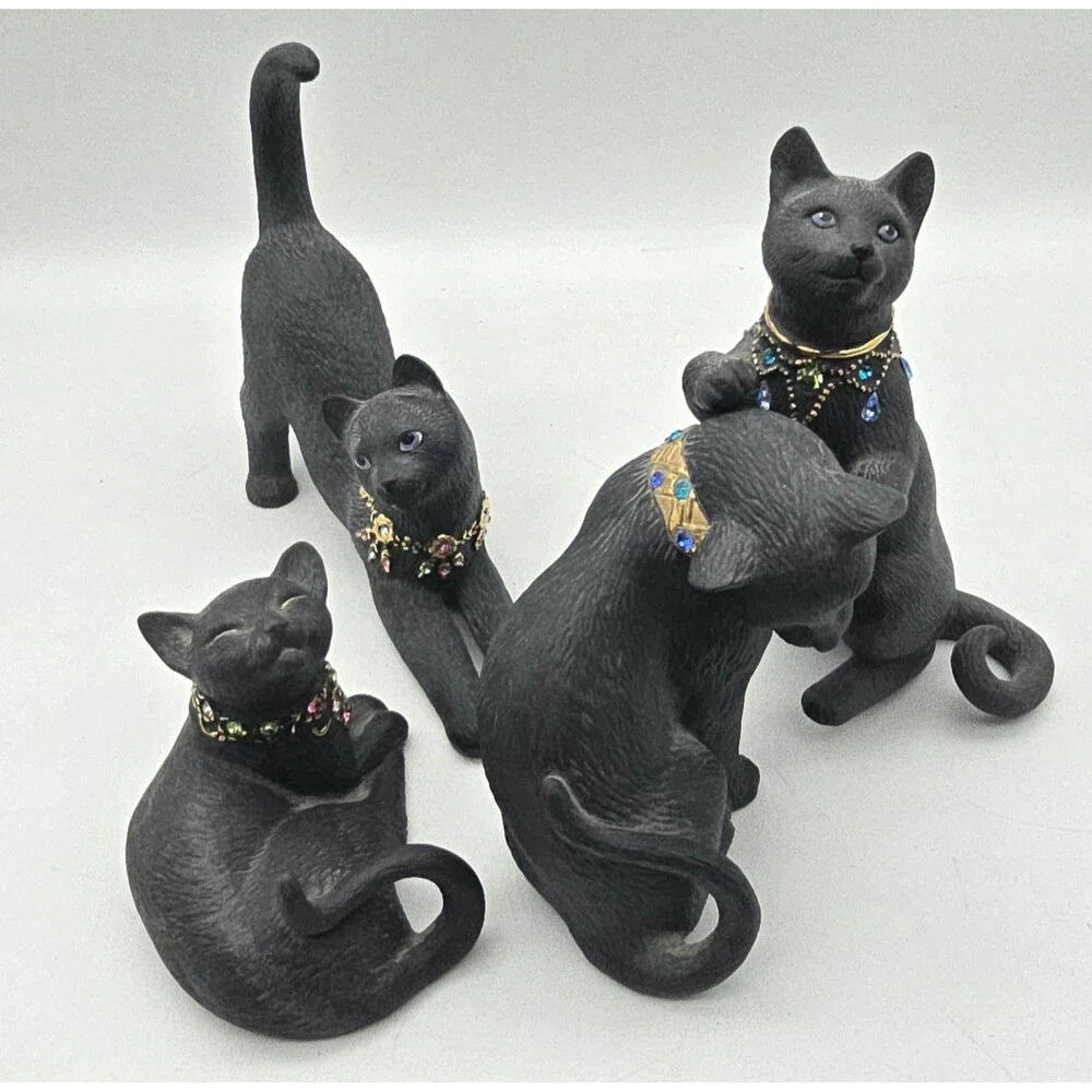 Set of 4 Lenox Jeweled Black Cat Collection